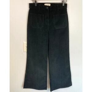 Nili Lotan Womens 4 HEMMED Florence Black Corduroy High Rise Flare Pant Retro